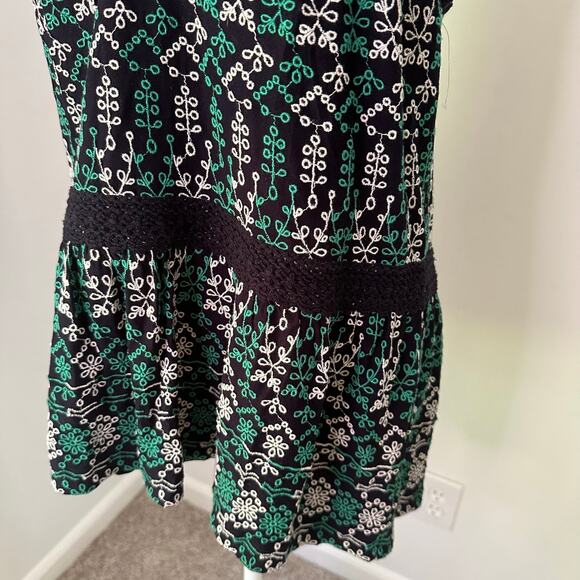 Maeve Anthropologie navy green & white embroidered v-neck tank top size S NWT - Picture 5 of 13